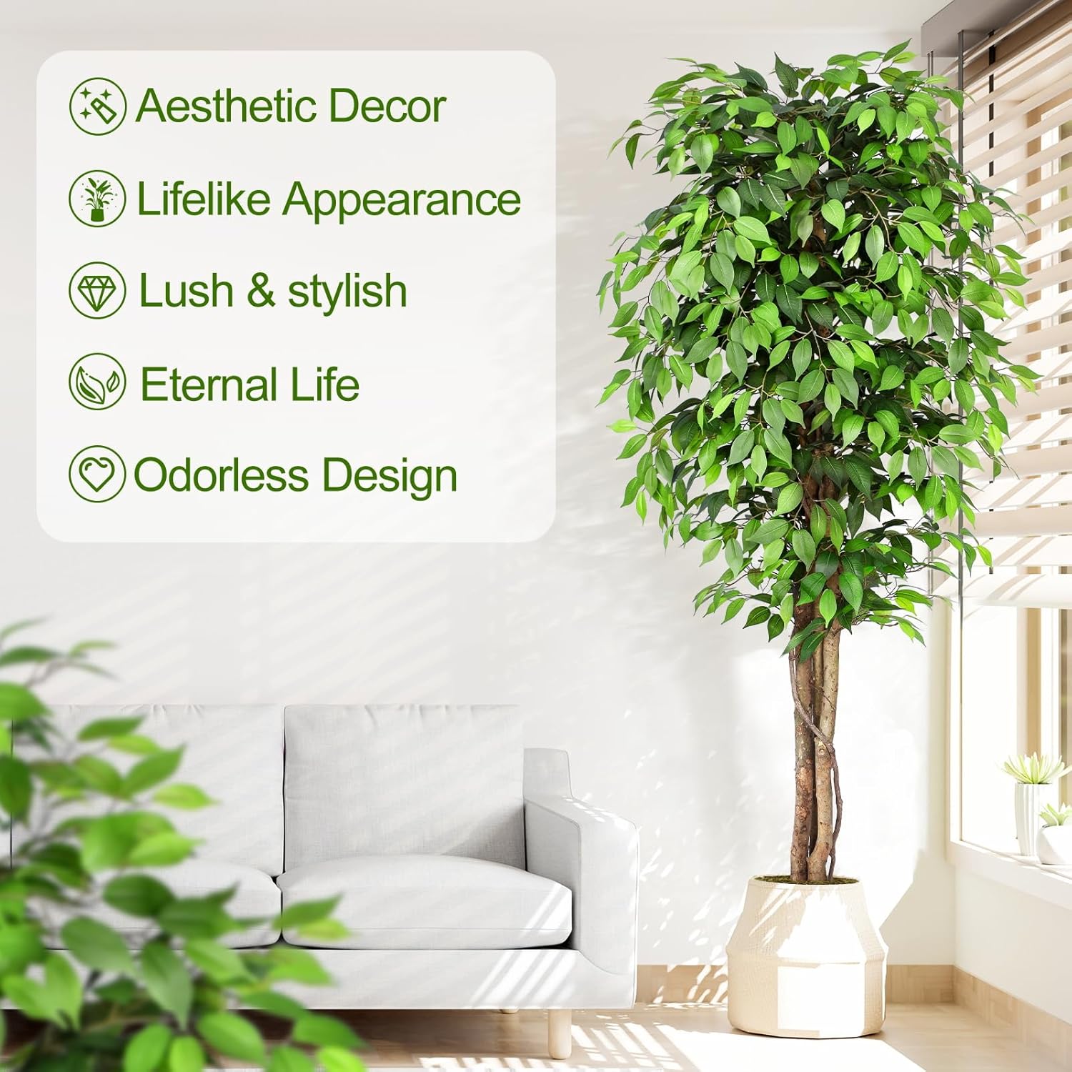 Gerçekçi Yapay Ficus Ağacı, Do - Monstera Adansonii incelemesi ve fiyatı